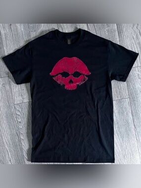 Kiss of death goth punk film color black Large Unisex T-shirt